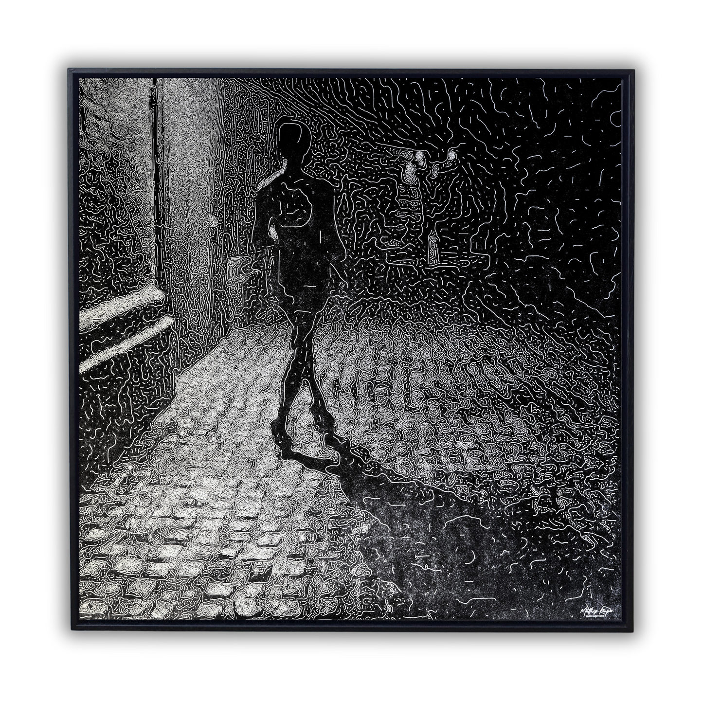 Wood engraving "After Hours"