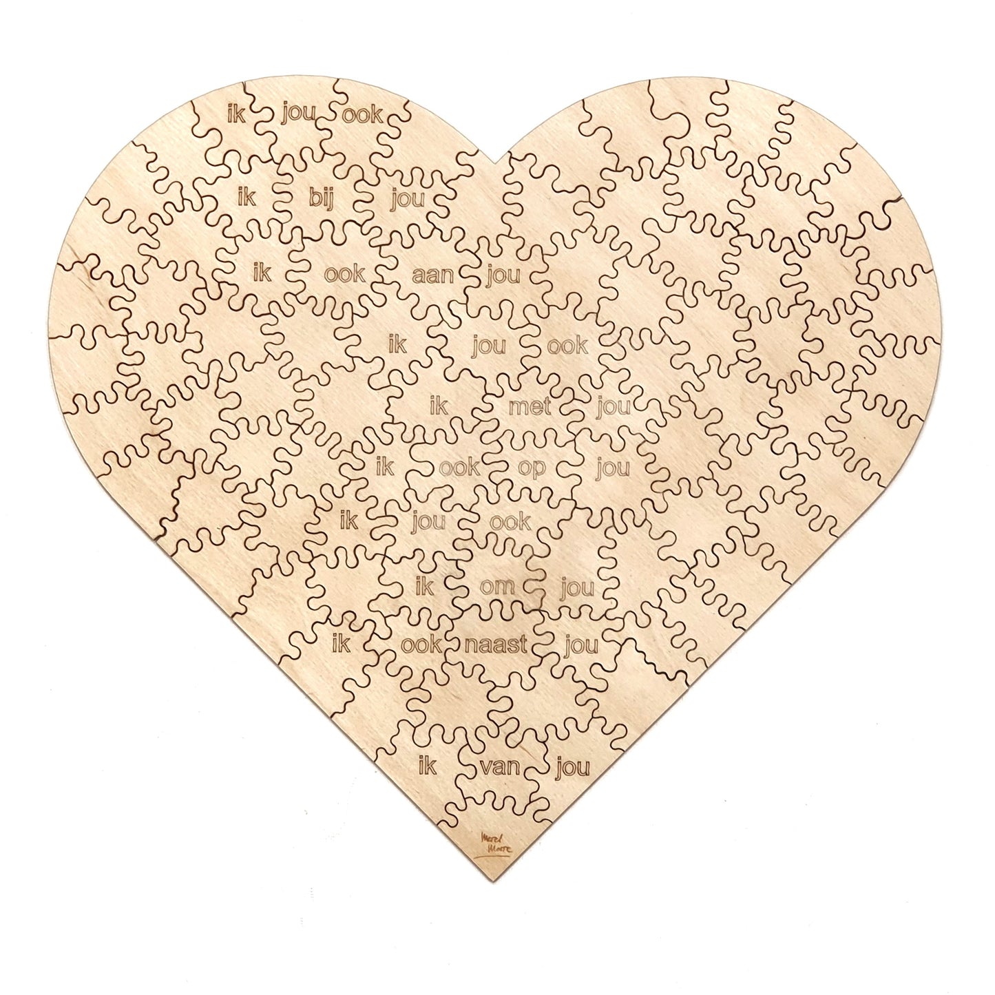 Ik van jou Hart | Houten Puzzel | Chaos serie - 96 stukjes - kaboomlaser