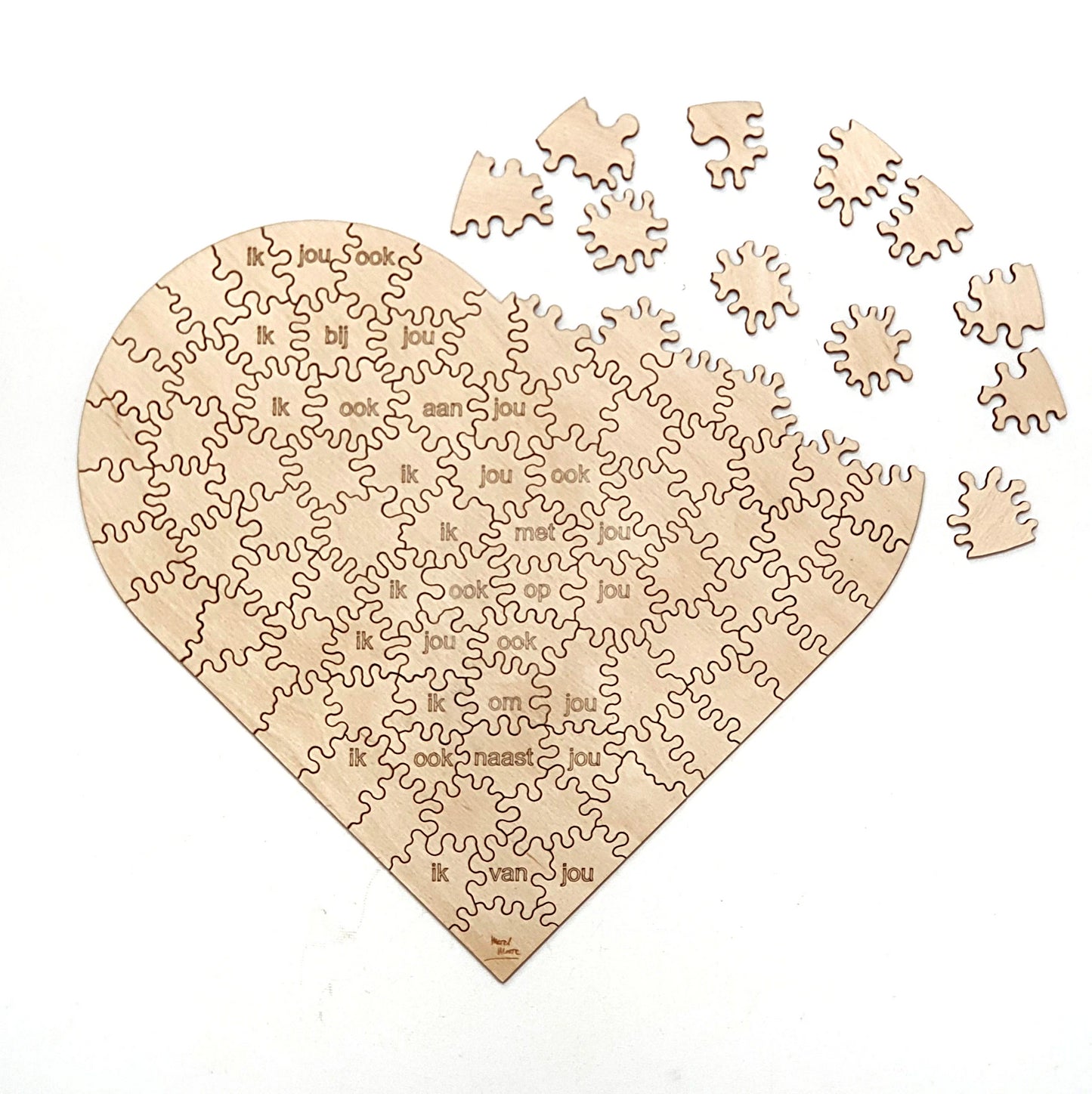 Ik van jou Hart | Houten Puzzel | Chaos serie - 96 stukjes - kaboomlaser