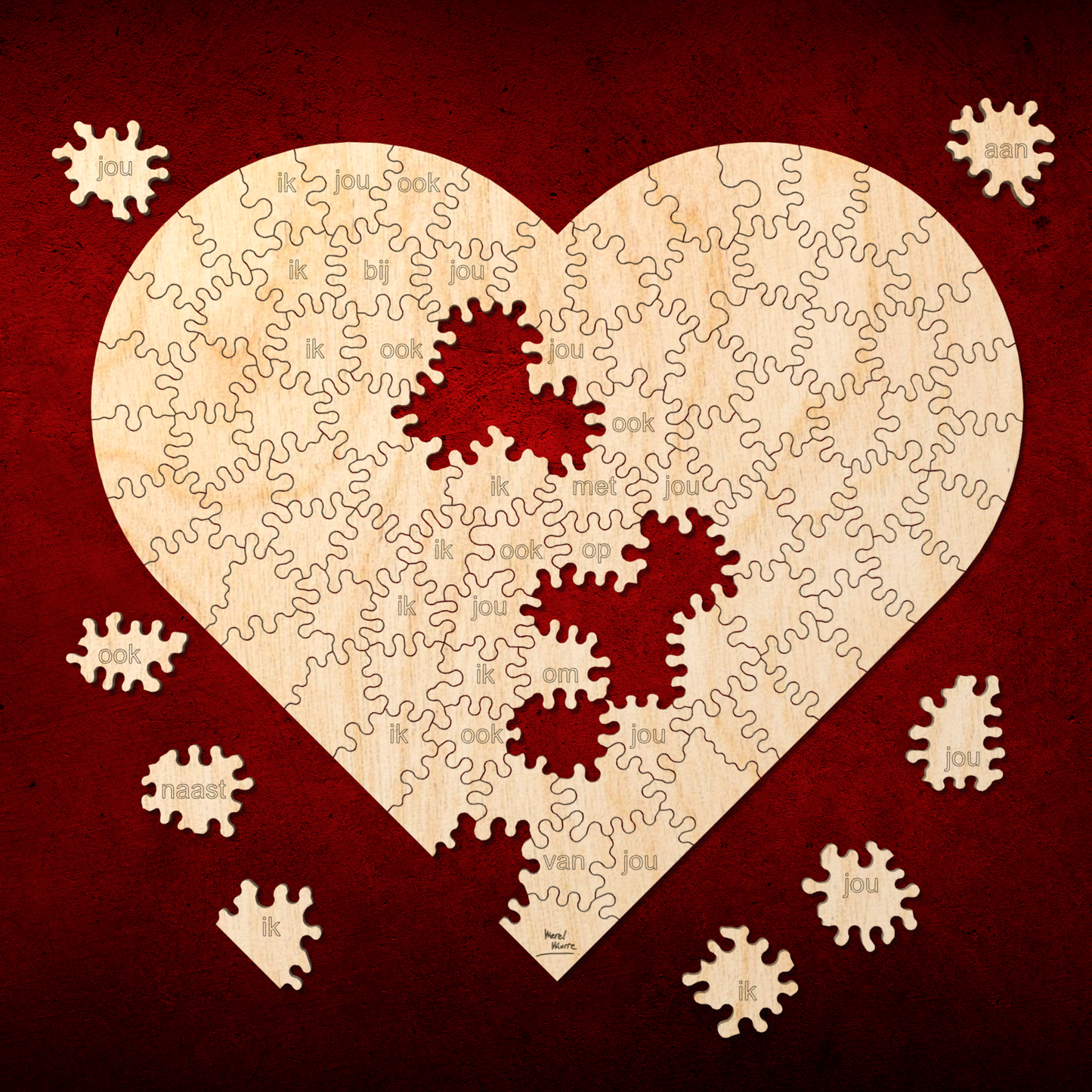 I love you Heart | Wooden Puzzle | Chaos series - 96 pieces