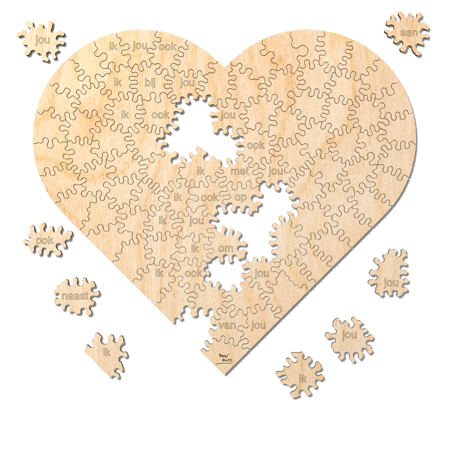 I love you Heart | Wooden Puzzle | Chaos series - 96 pieces